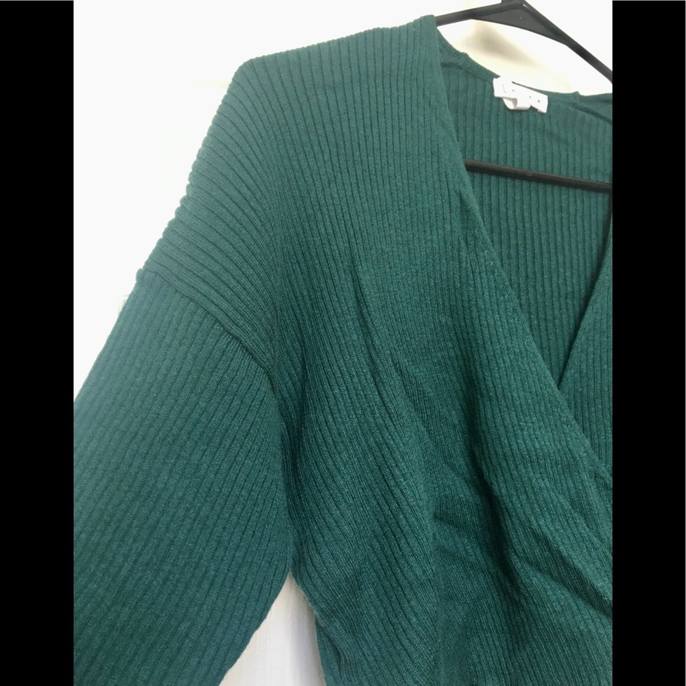 Leith Ribbed Wrap Sweater Evergreen - Picture 3 of 9